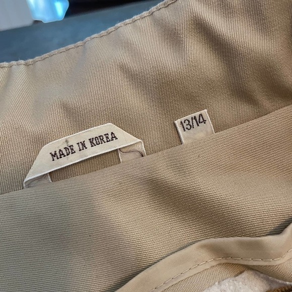 Vintage Uzzi Sherpa Quilted Lined Trench Coat Womens 11/12 Large Tan Khaki Korea - Picture 7 of 16